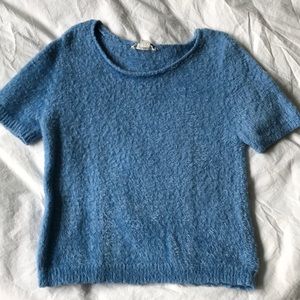 Blue fuzzy cropped tee- Garage